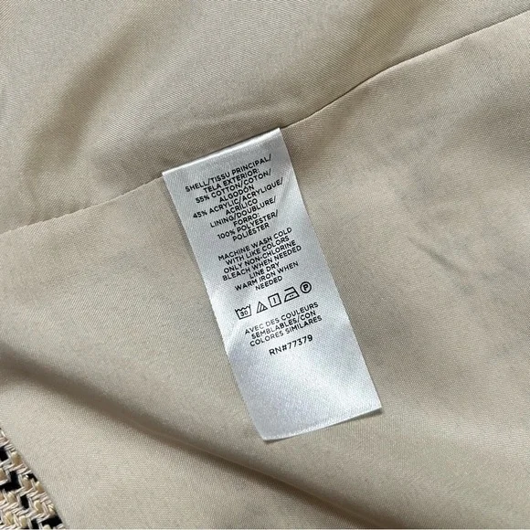 Ann Taylor Tan Navy Blue Cotton Blend Blazer Size 8P Fall Autumn Office Business - Picture 4 of 12